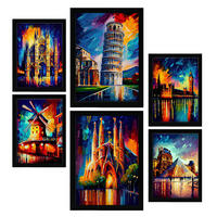 POSTER Set Mit 6 Orange Im Ölgemälde Stil A3 & A4 Rahmenlos - Klar, Papier (29/3cm) - Nacnic