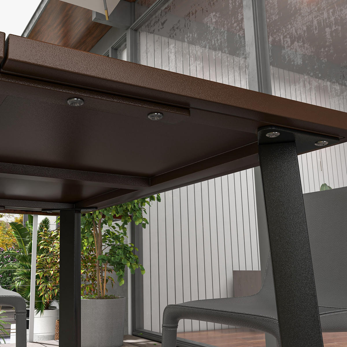 GARTENTISCH, Bistrotisch, Braun, Stahl - Braun, Metall (100/100/72cm) - Outsunny