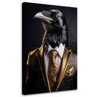 WANDBILD schwarzer rabenvogel im anzug - Goldfarben, Textil (60/90cm) - Feeby