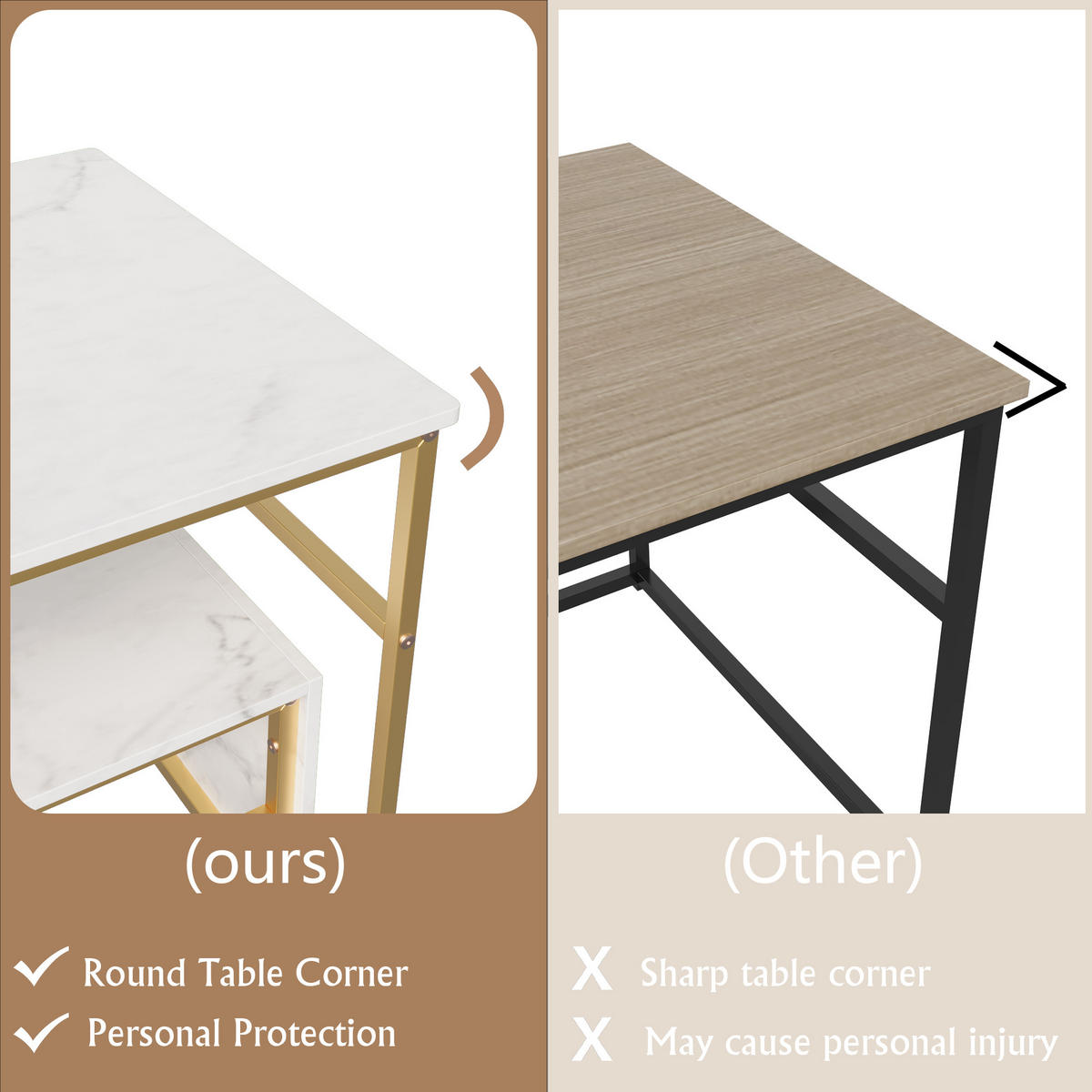 2ER SET COUCHTISCH Marmor Weiß/Goldfarben - Goldfarben, Metall (105/52/48.5cm)