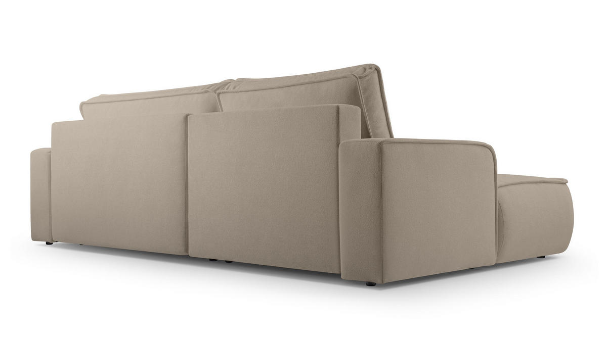 ECKSOFA L Form Ablia Beige 267/168/87 cm mit Schlaffunktion L - Beige/Schwarz, Kunststoff/Textil (168/267cm) - AX Living