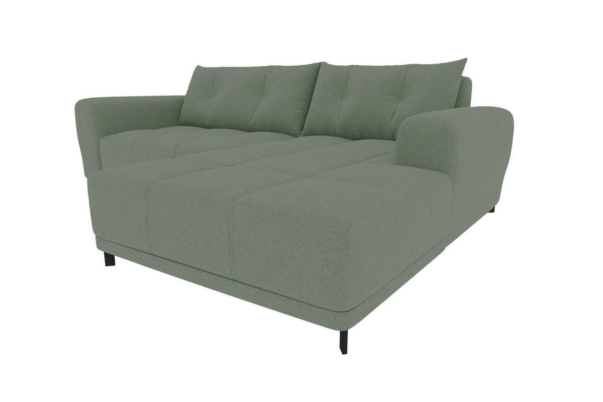 ECKSOFA Massimo Strukturstoff Salbeigrün inkl. Schlaffunktion Rechts - Salbeigrün/Schwarz, Textil/Metall (246/177cm) - 99rooms