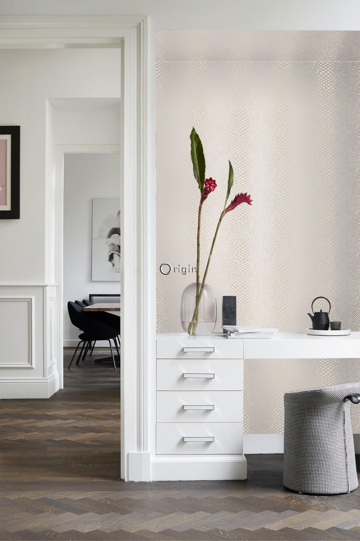 TAPETE Schlangenhaut-Motiv 53 cm x 10.05 m - Beige, Papier (53/1000cm) - Origin Wallcoverings