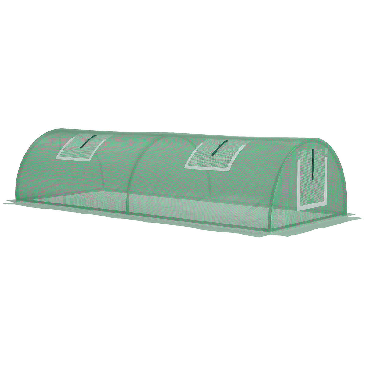 FOLIENGEWÄCHSHAUS DE-05860 Frühbeet mit Mesh-Fenstern 200/80/45 cm Grün - Grün, Kunststoff/Metall (80/45/200cm) - ComfortXL