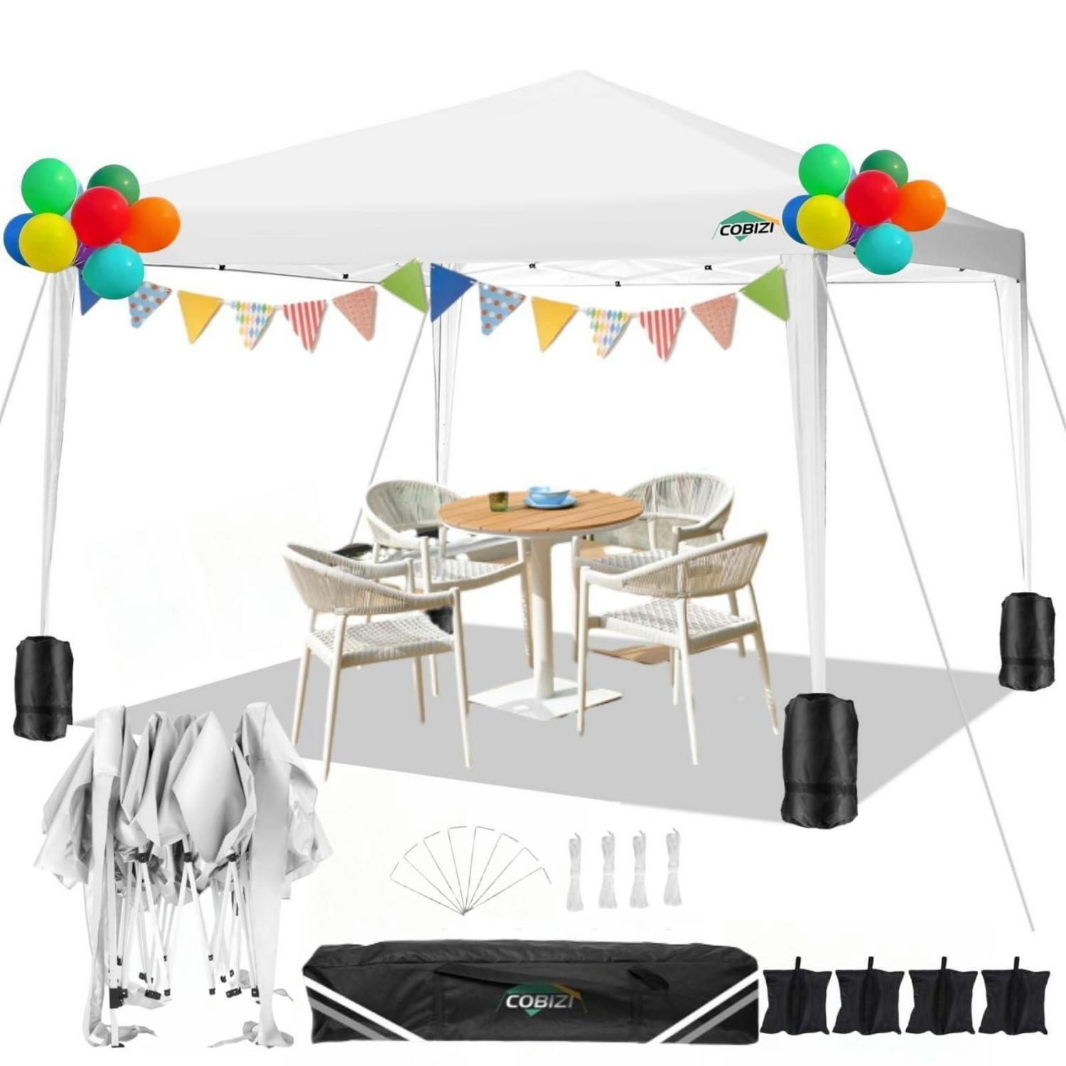 GARTENPAVILLON 3x3m Wasserdicht Höhenverstellbar Weiss - Weiß, Textil (300/260/300cm)