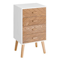 NACHTTISCH Weiß Buche MDF Holz 4 Schubladen - Weiß, Holz (40/75/30cm) - PANGIVO