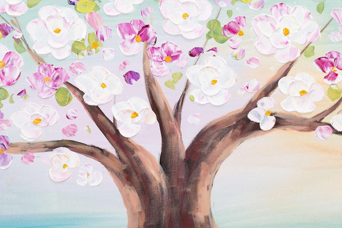 ACRYLBILD HANDGEMALT 120/60 cm - Blau/Pink, Holz/Textil (120/60cm) - KUNSTLOFT