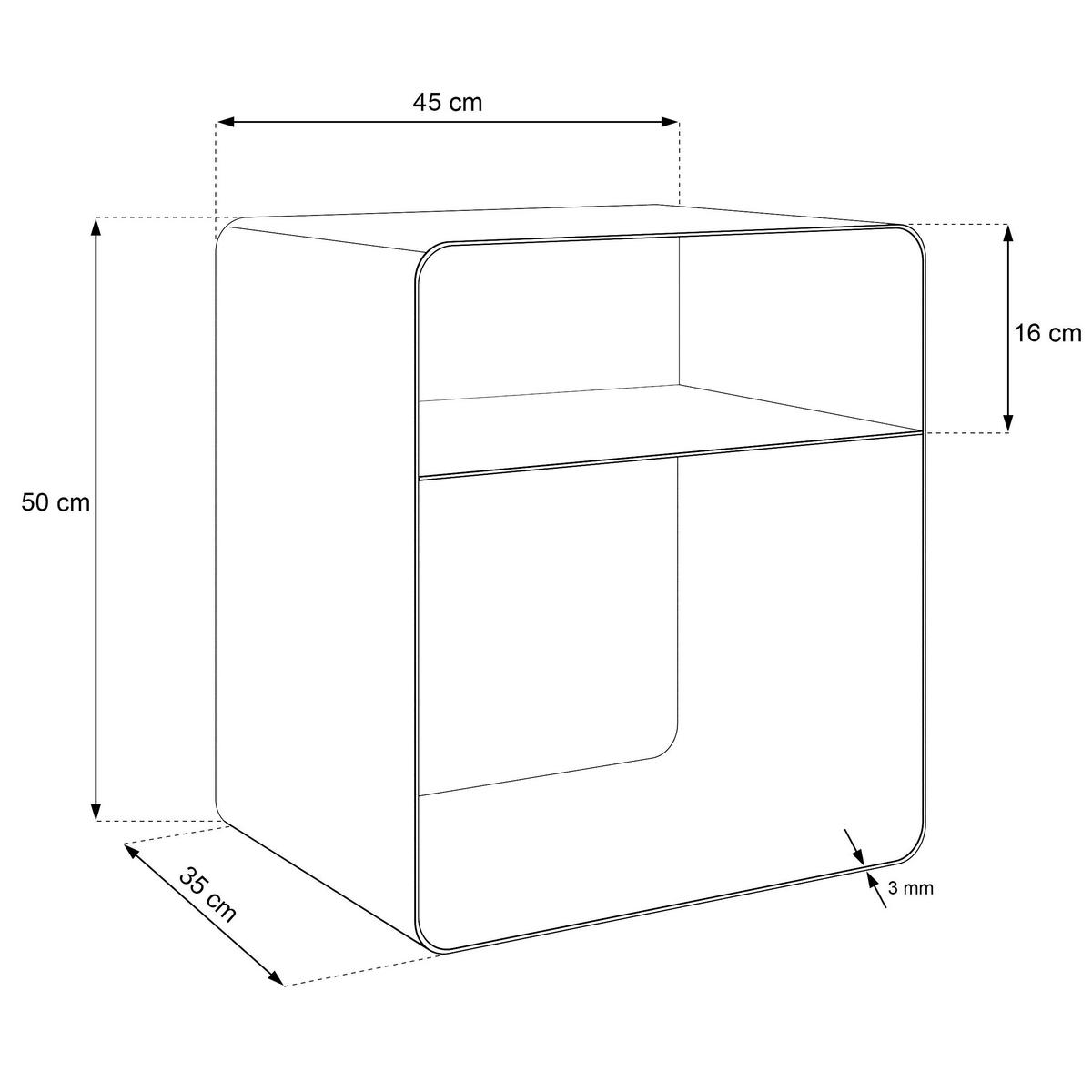 NACHTTISCH Aura Schwarz, mit Ablage für minimalistische Innenräume - Schwarz, Metall (45/50/35cm) - Bettso