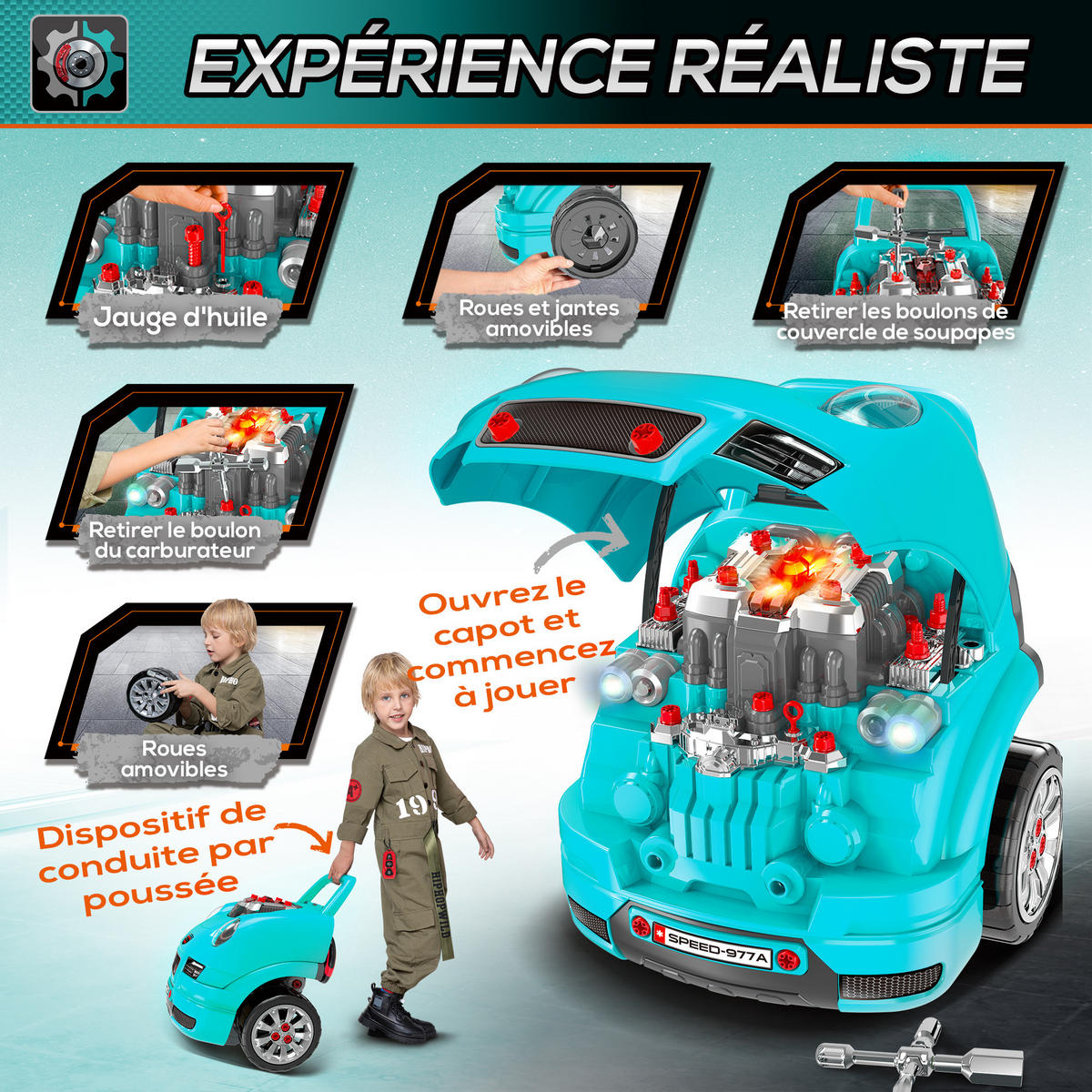SPIELZEUG-LKW DE-18725 2-in-1 Mechaniker-Set mit Licht & Sound Blau - Blau, Kunststoff (39/47/40cm) - ComfortXL