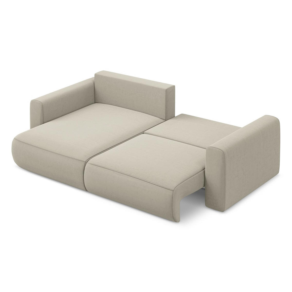 ECKSOFA mit Schlaffunktion Samt Stoff Creme - Perlmutt/Creme, Kunststoff/Textil (149/240cm) - LaMiaSofa