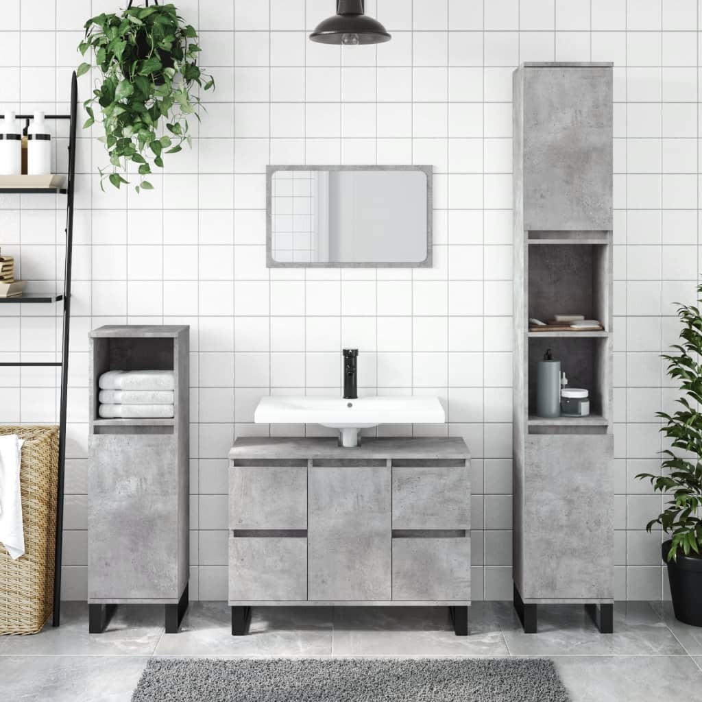 WASCHBECKENUNTERSCHRANK Dennis 80/33/60 cm - Grau, Holzwerkstoff (80/60/33cm) - Nettlife