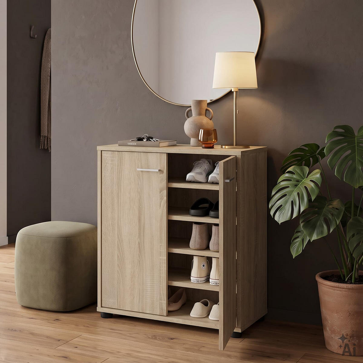 SCHUHSCHRANK LENNIS Sonoma Eiche - Sonoma Eiche, Holzwerkstoff (60/70/35cm) - CARO-Möbel