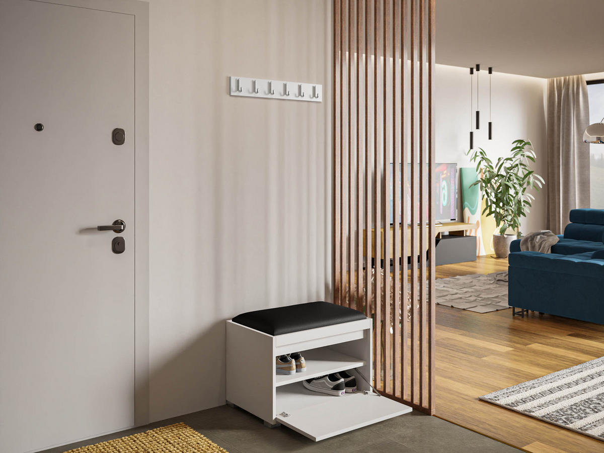 GARDEROBEN-SET Grawis 60 III - Schwarz Hochglanz/Silberfarben, Holzwerkstoff/Kunststoff (64.5/45/34cm) - MIRJAN24