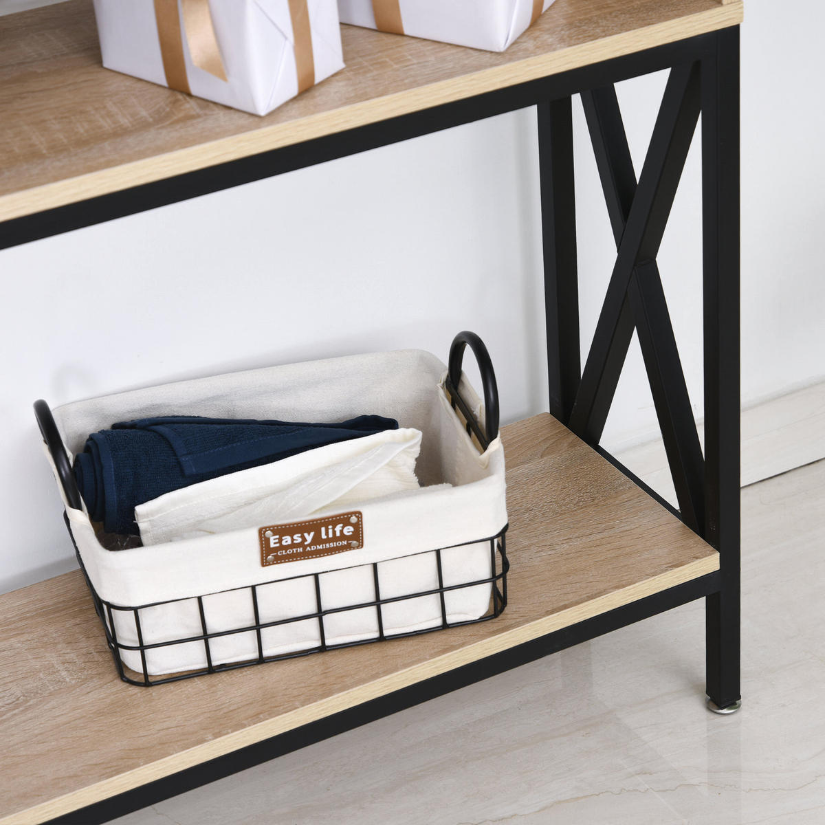 KONSOLENTISCH DE-16807 Holzoptik & Schwarz - Beige, Holzwerkstoff (120/23/75cm) - ComfortXL