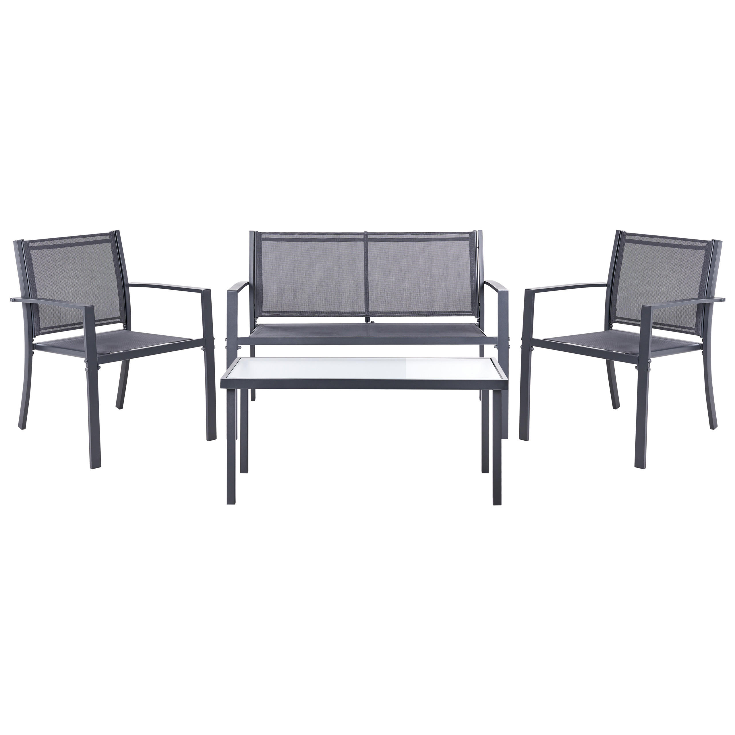 LOUNGE-SET mit Tisch 4-Sitzer TAVOLETO Dunkelgrau Metall - Dunkelgrau, Metall - Beliani