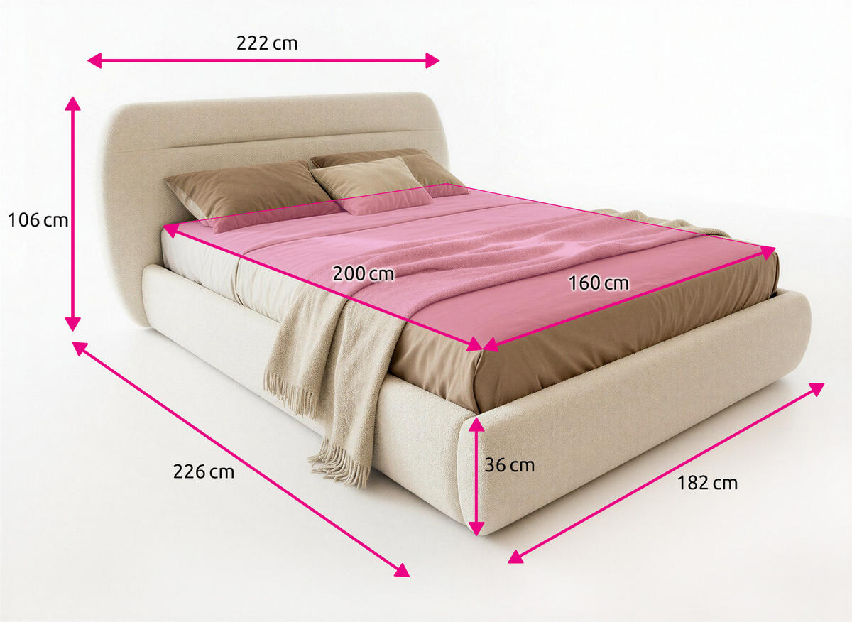 POLSTERBETT Orio - Eichefarben/Schwarz, Holz/Kunststoff (160/200cm) - Sofnet