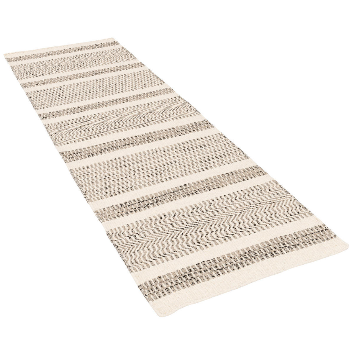 NATUR TEPPICH LÄUFER WOLLE RANA STREIFEN - Weiß/Grau, Textil (90/160cm) - Pergamon