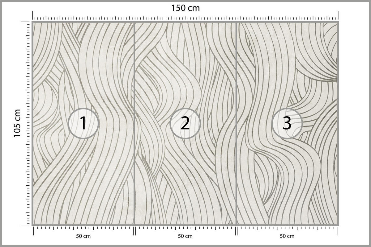 FOTOTAPETE für Schlafzimmer Abstraktion Wellenmuster 150x105 - Beige/Grau, Papier (150/105cm) - Muralo