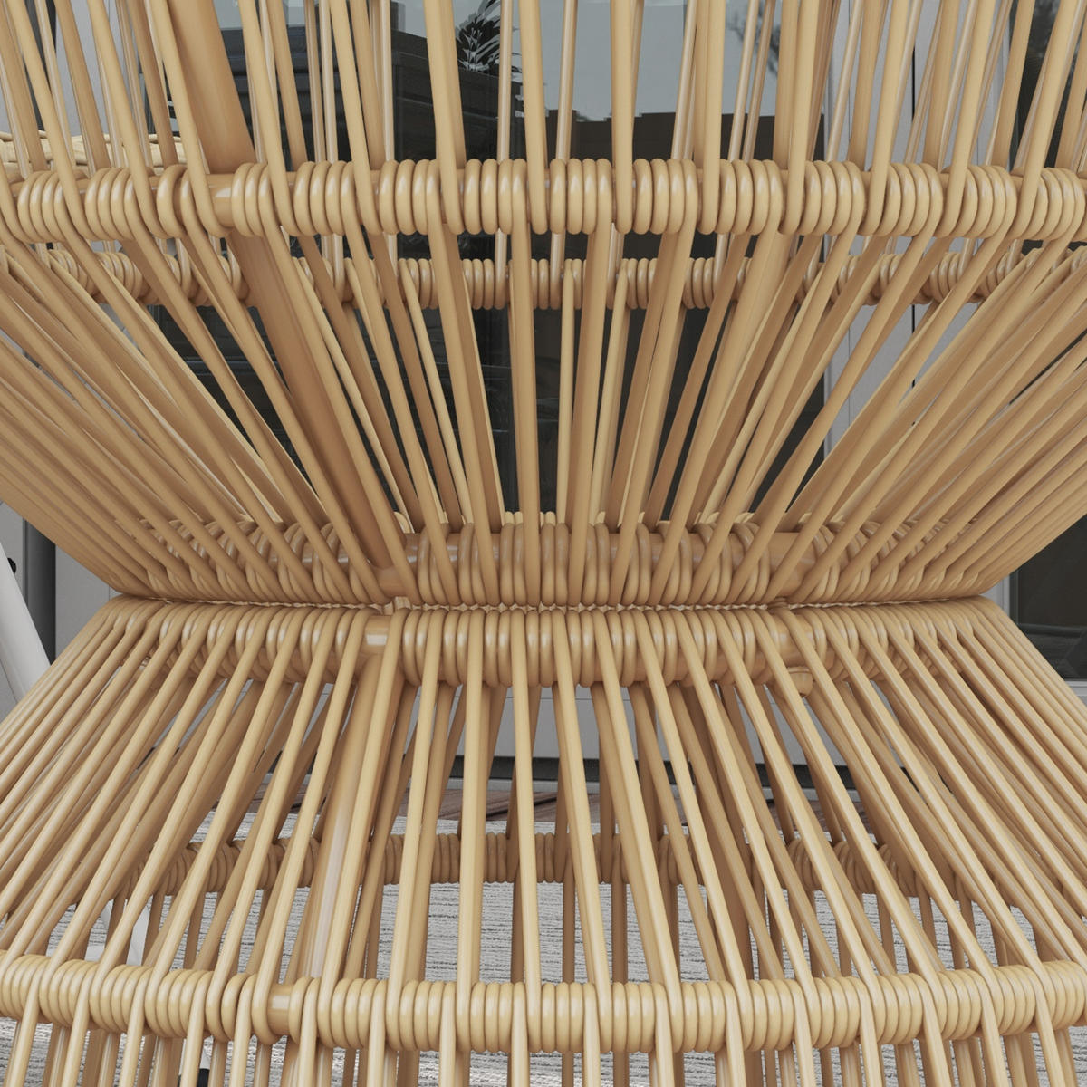 GARTENTISCH aus Glas 60x60x50 cm Naturholz mit Rattan-Umrandung - Naturfarben, Glas (60/60/50cm) - Modfu