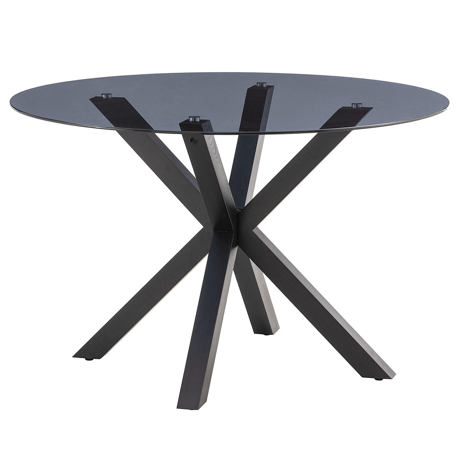 ESSTISCH rund - Glas / Eiche massiv - Eichefarben/Schwarz, Glas/Holz (119/119/76cm) - home24