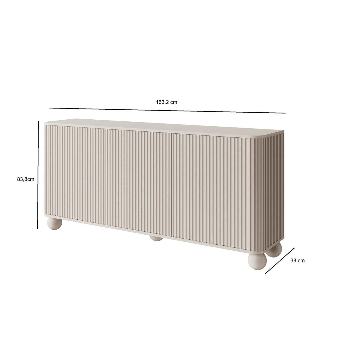 SIDEBOARD Arvello Greige 163 cm - Taupe, Holz/Holzwerkstoff (163.2/83.8/38cm) - Selsey
