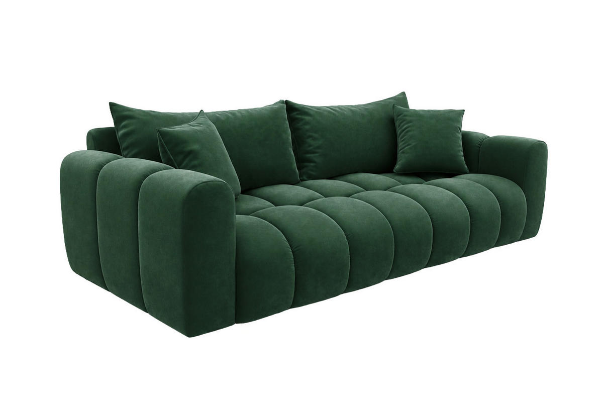 ROZKLÁDACÍ POHOVKA s úložným prostorem, velurová tkanina Bluvel, Zelená, COSMOPOLITAN - zelená barva, dřevo (240/97cm) - Kaiser Möbel