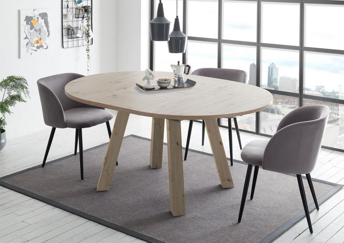 ESSTISCH Rund ausziehbar Edda 1 110 x 110 x 78 Küchentisch Asteiche - Naturfarben, Holz (110/110/78cm) - 58aufmkessel