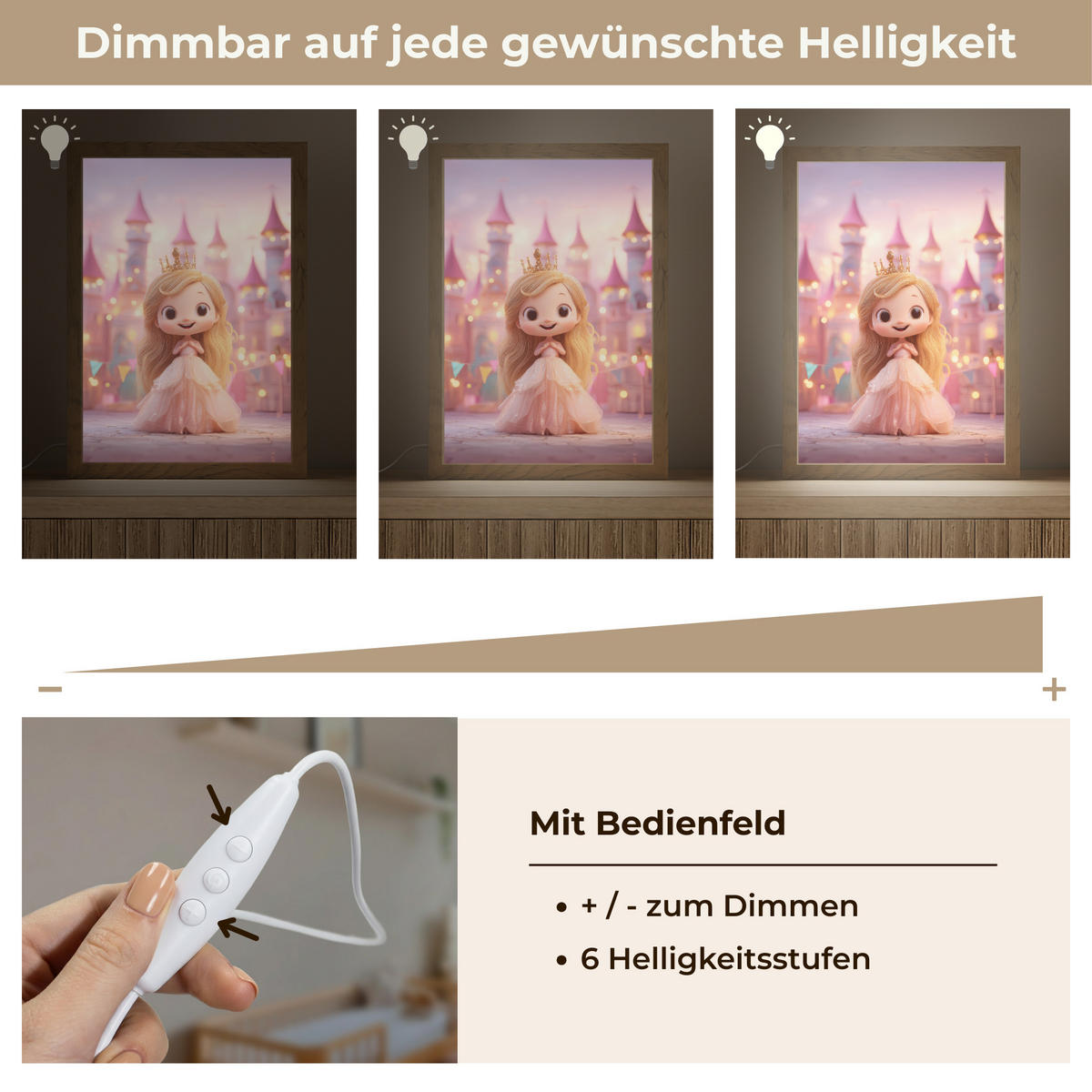 NACHTTISCHLAMPE Prinzessin - Rosa - Schloss 20x30 cm - Rosa, Holzwerkstoff (8/20/30cm)