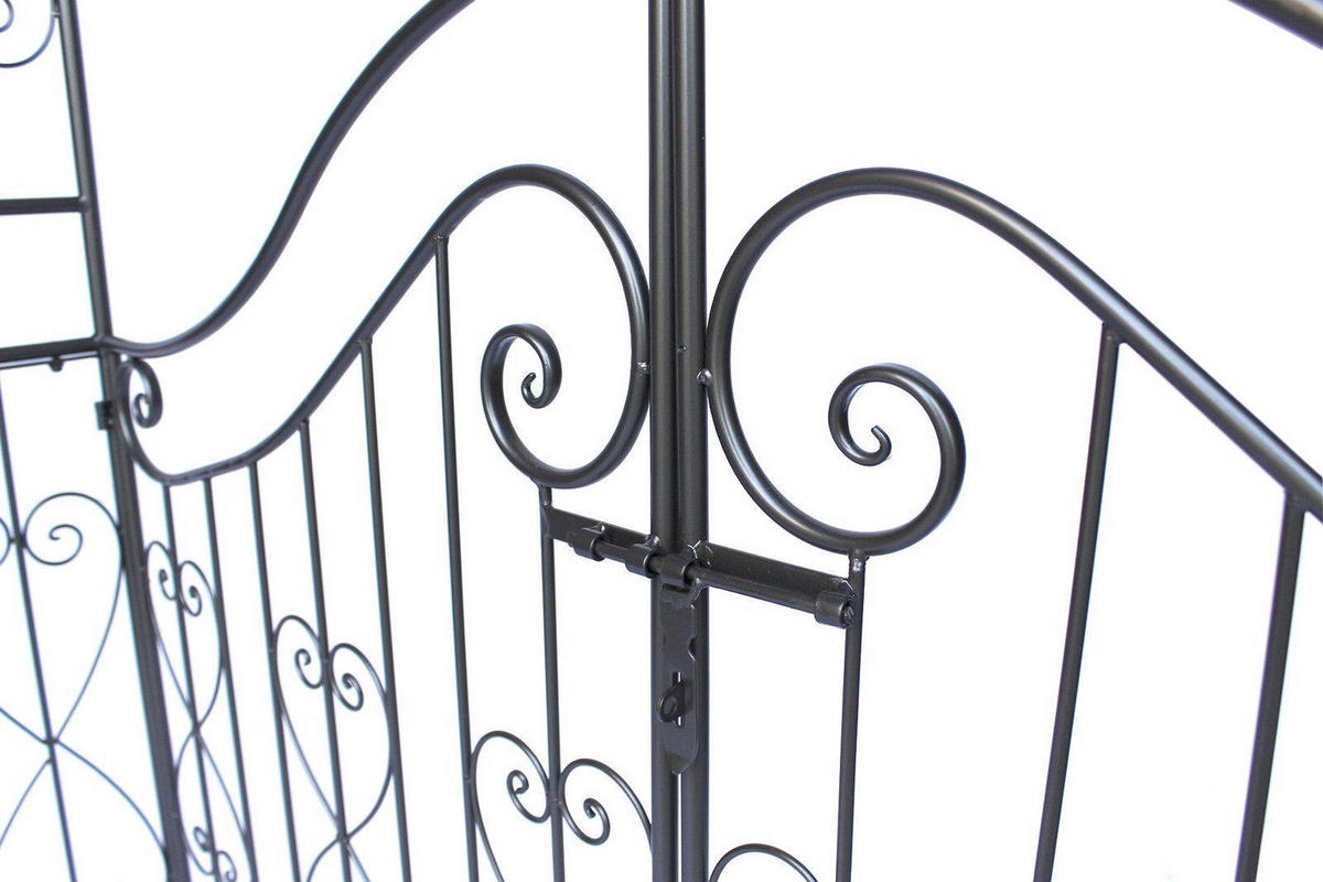 ROSENBOGEN mit Tor Pforte aus Metall 282 x 160 cm - Grau, Metall (160/282/45cm) - DanDiBo