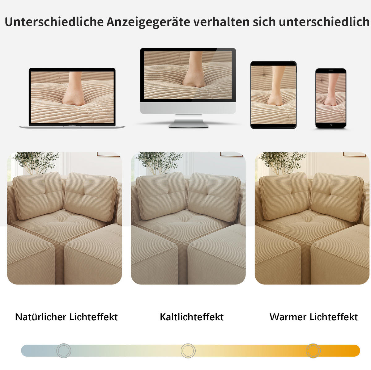 ECKSOFA 297/177/69 cm Beige aus Cord mit modularem Design und breiten Armlehnen - Beige, Textil (177/297cm) - OKWISH
