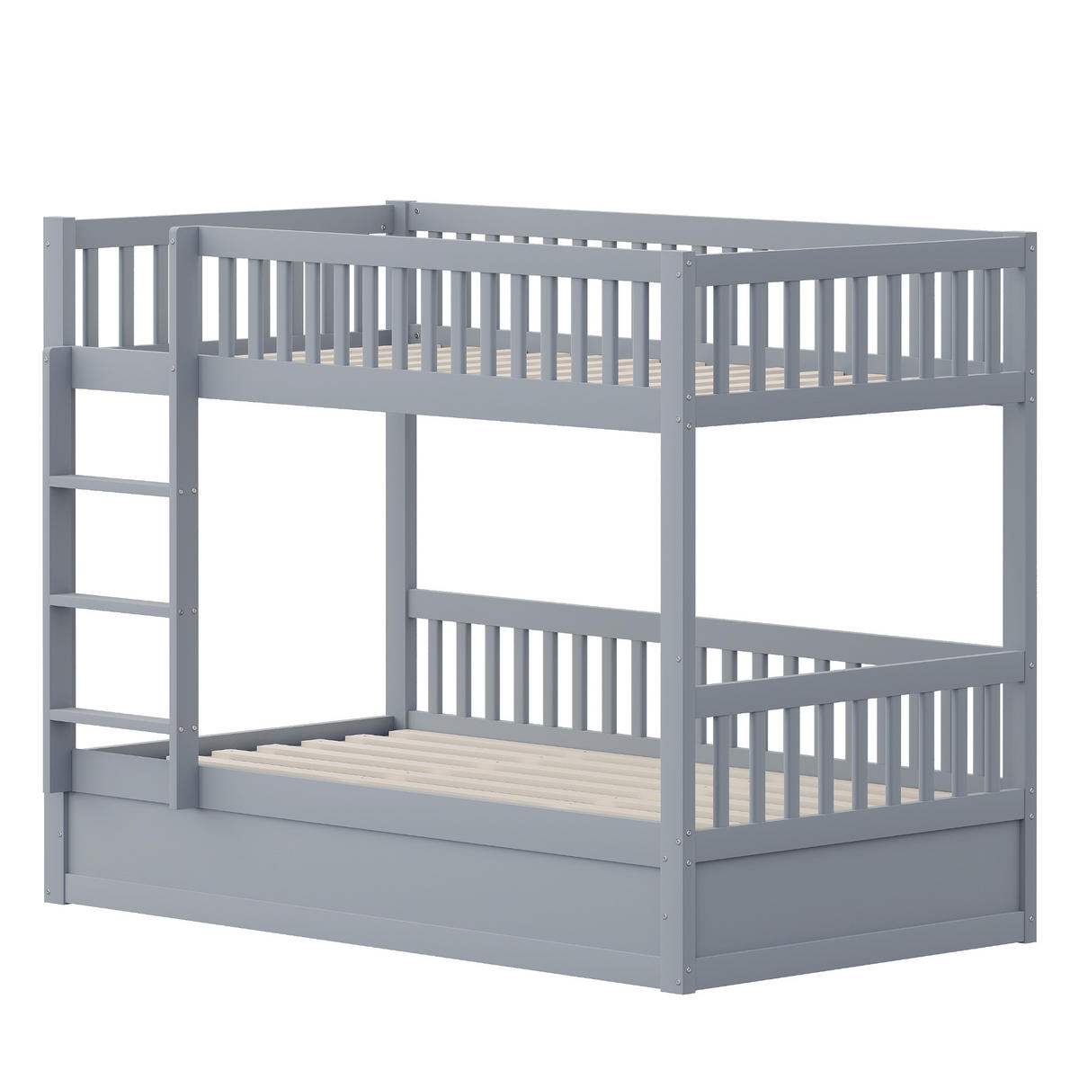 ETAGENBETT 90x200 cm aus Massivholz mit Hydraulik-Lagersystem - Grau - Grau, Holz (90/200cm) - KOMHTOM