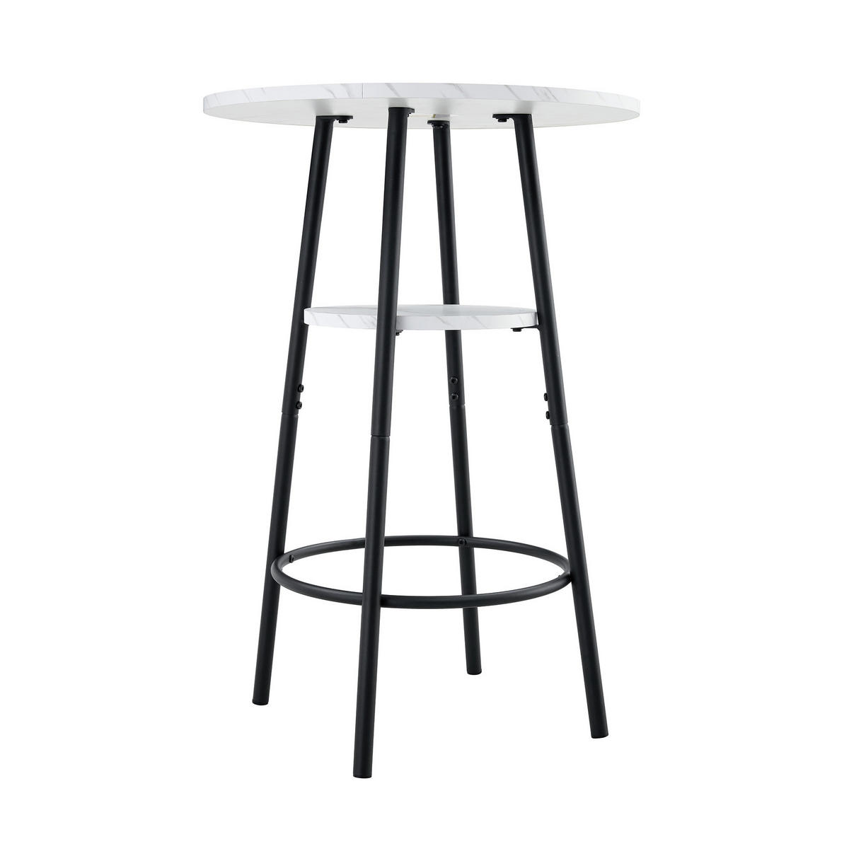 BARTISCH 60/60/89 cm mit Ablage in Weißer Marmoroptik und Metallgestell - Weiß, Holzwerkstoff (60/60/89cm) - BEAOK