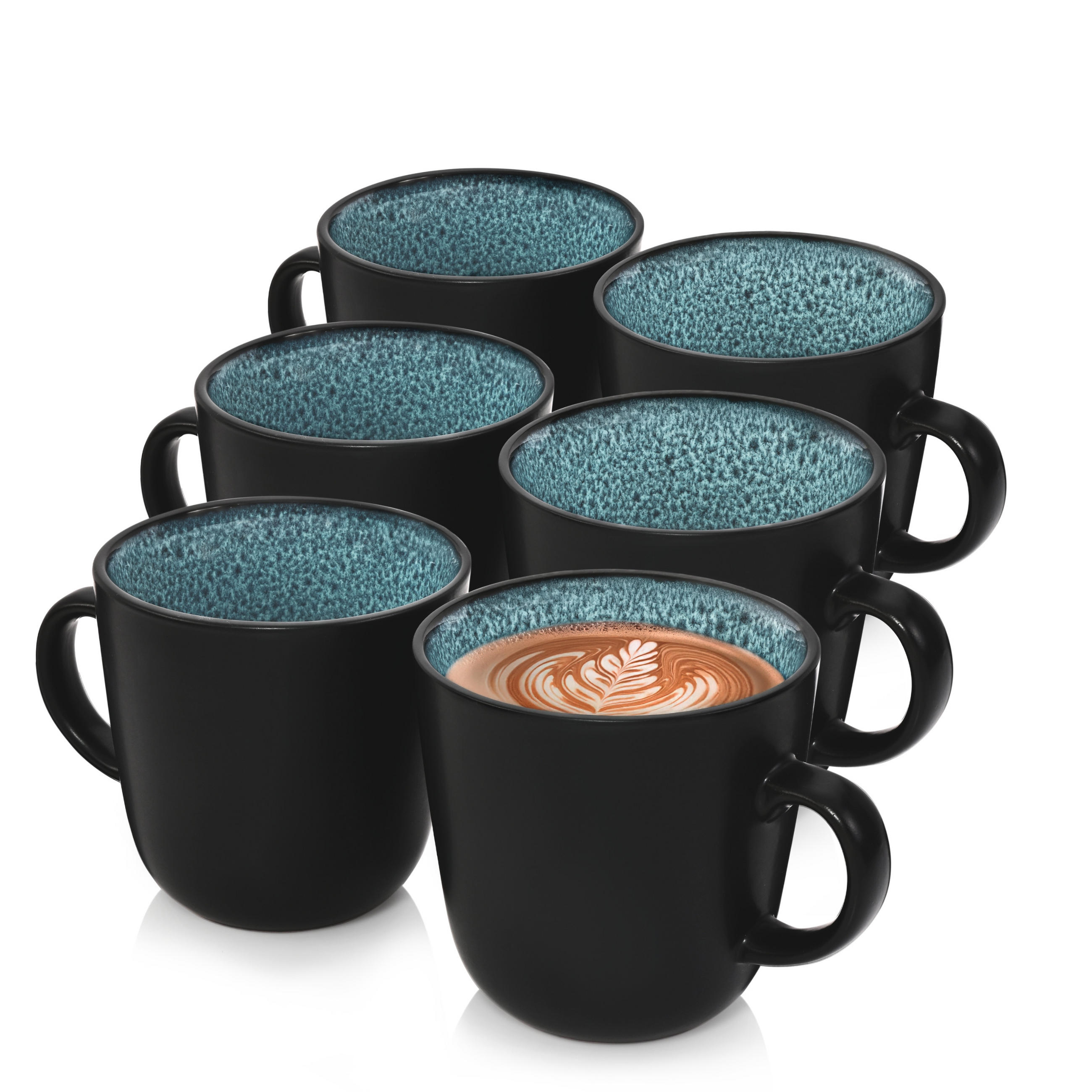 KAFFEEBECHER SET VIGO - 6 teilig aus Steingut - Blau, Stein (0.4L) - Sänger