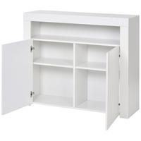SIDEBOARD aus MDF 108x40x92 cm Weiß mit LED-Beleuchtung, USB-Anschluss und Hochglanzfront - Weiß, Holzwerkstoff (108/92/40cm) - Modfu