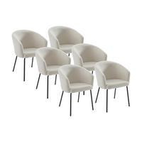 STUHL mit Armlehnen 6er-Set - Bouclé-Stoff & Metall - Cremefarben - MORONI - Creme, Textil (56.5/79/58.5cm) - Pascal Morabito