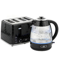 WASSERKOCHER-TOASTER SET 4-Scheiben-Toaster 1,7L Schnellkoch-Wasserkocher Schwarz 22,2/16,9/23,8 cm - Schwarz, Kunststoff (16.9/23.8/22.2cm) - Rolipo