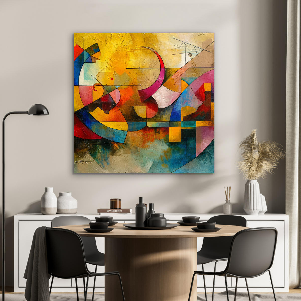 KOVOVÝ OBRAZ Umenie - abstraktné - moderné 90x90 cm - žltá, kov (90/90cm) - MuchoWow