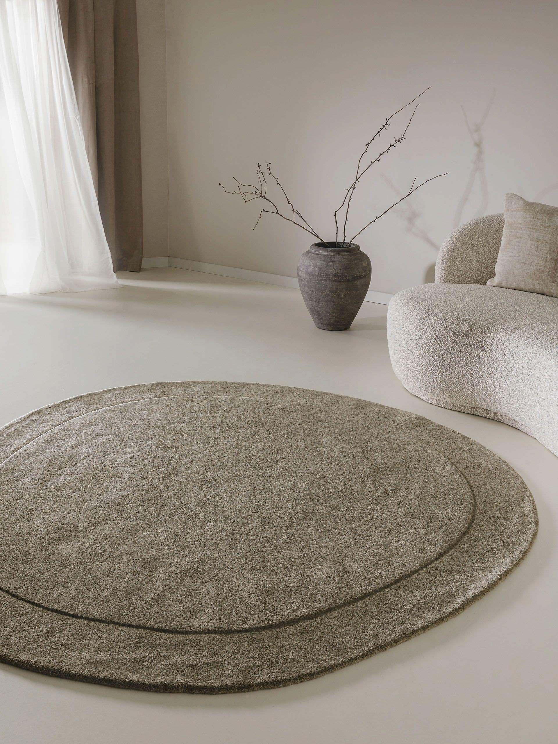 WOLLTEPPICH Shape Hellgrün ø 200 cm rund - Hellgrün, Textil (200/200cm) - benuta Pure