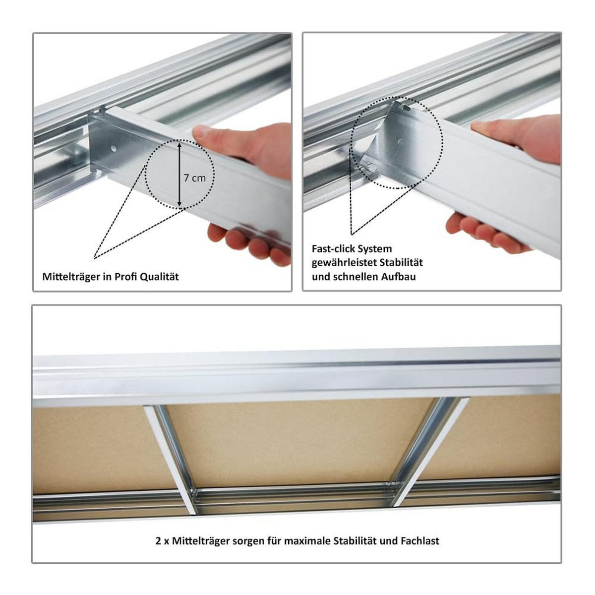 SCHWERLASTREGAL Dino 2er-Set mit 2x 180x120x60 cm Fachlast 600 kg Verzinkt - Silberfarben, Metall (240/180/60cm) - PROREGAL