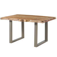 BAUMTISCH Sheesham 140x90x77 natur sandgestrahlt /U-Beine silber matt FREEFORM 5 - Naturfarben, Holz (140/90/77cm) - Massivmoebel24