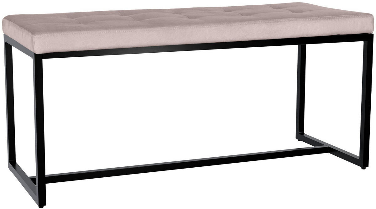 SITZBANK 100/40 cm Samt hellgrau - Hellgrau/Schwarz, Textil/Metall (100/48/40cm) - CLP