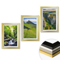 WANDBILDER 3er Set - 20x30 cm Goldrahmen - Grüne Berge Wasserfallwald - Goldfarben, Kunststoff (20/30cm) - ArtPrintCave