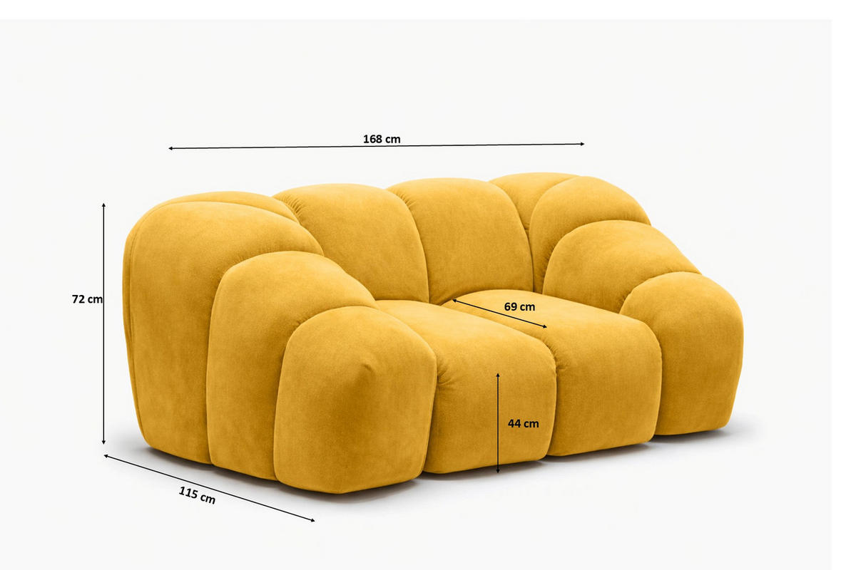 SESSEL modular, Veloursstoff Bluvel, Golden, CROISSANT - Goldfarben, Holz (168/72/115cm) - Kaiser Möbel