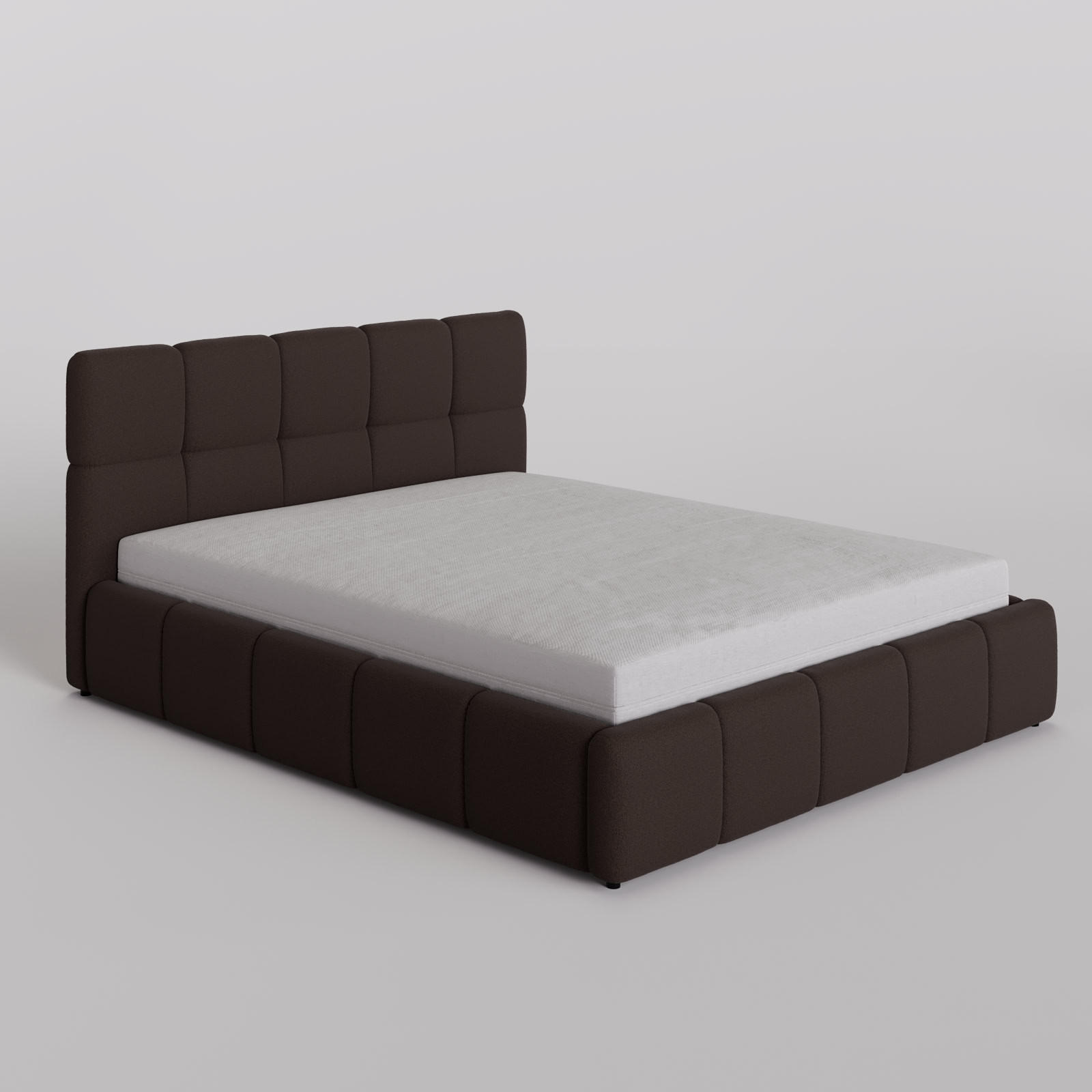 POLSTERBETT 180/200 cm, in Dunkelbraun, Bouclé-Stoff, gepolstertes Kopfteil, Lattenrost, Bettkasten - Dunkelbraun, Textil - Barchello