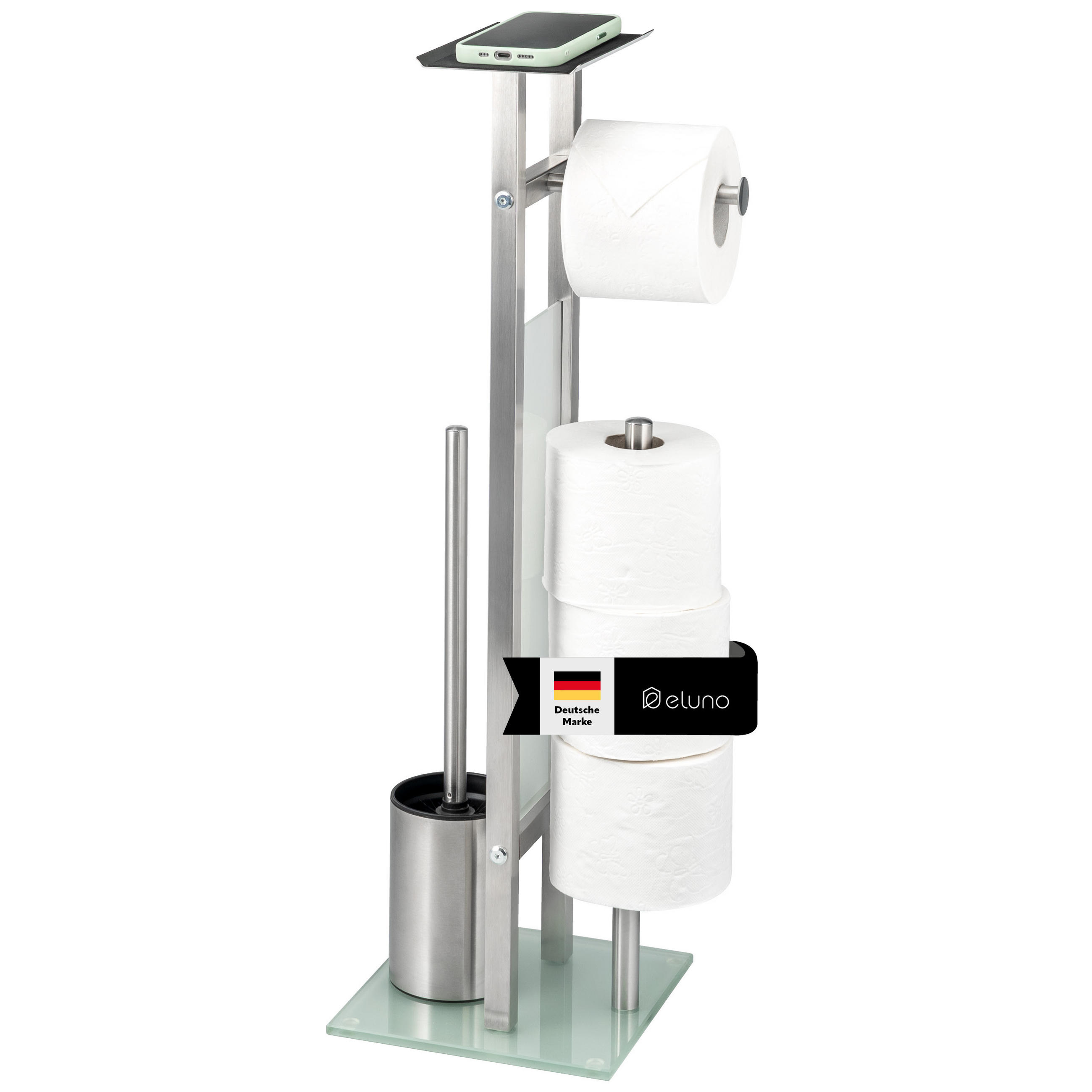 eluno Stand-Wc-Garnitur Edelstahl 28x67x20 cm