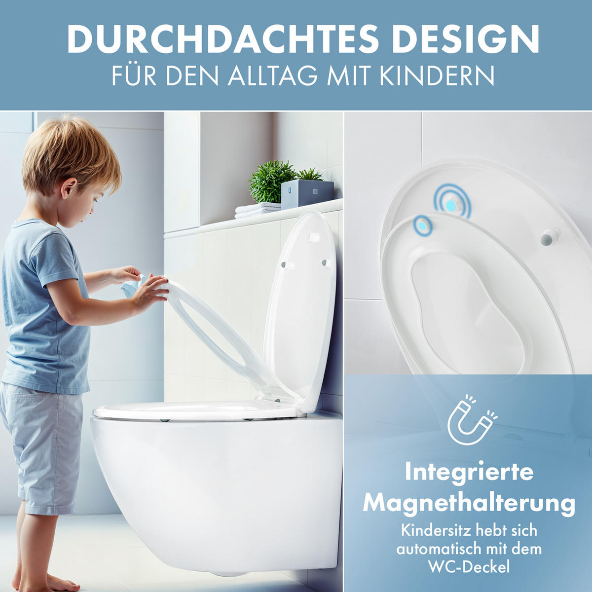 DOMUSPA Kinder Toilettensitz mit Quick-Release Funktion - Weiß, Kunststoff (45/5.5/37.6cm) - DomuSPA