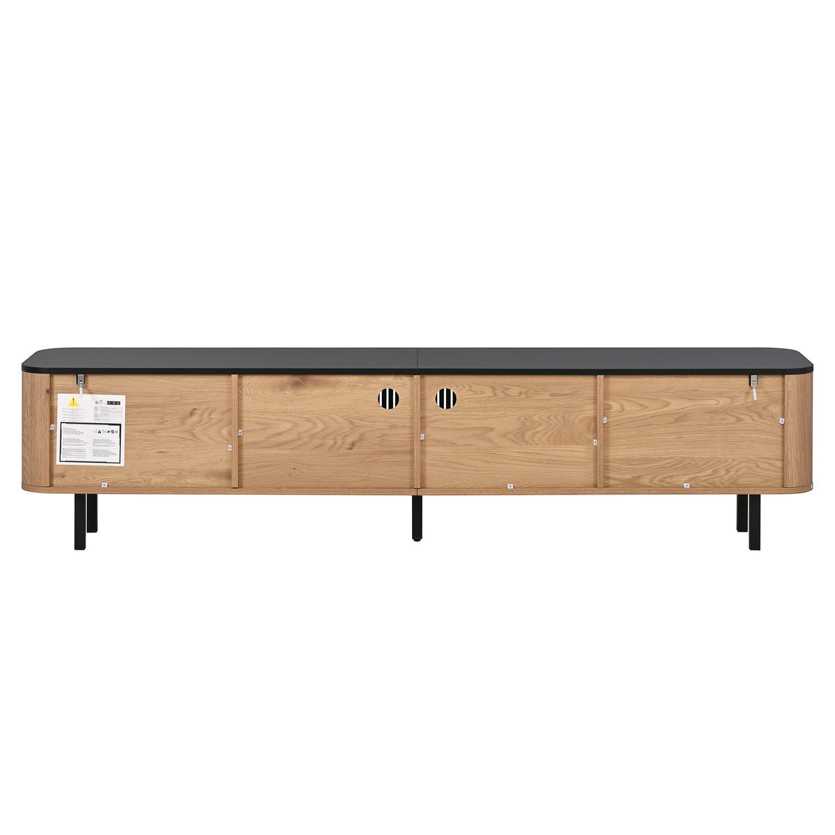 TV-LOWBOARD 190 x 35 x 45 cm, Türen in Rattanoptik, Stauraum, Metallfüße, Natur - Naturfarben, Holzwerkstoff (190/45/35cm)