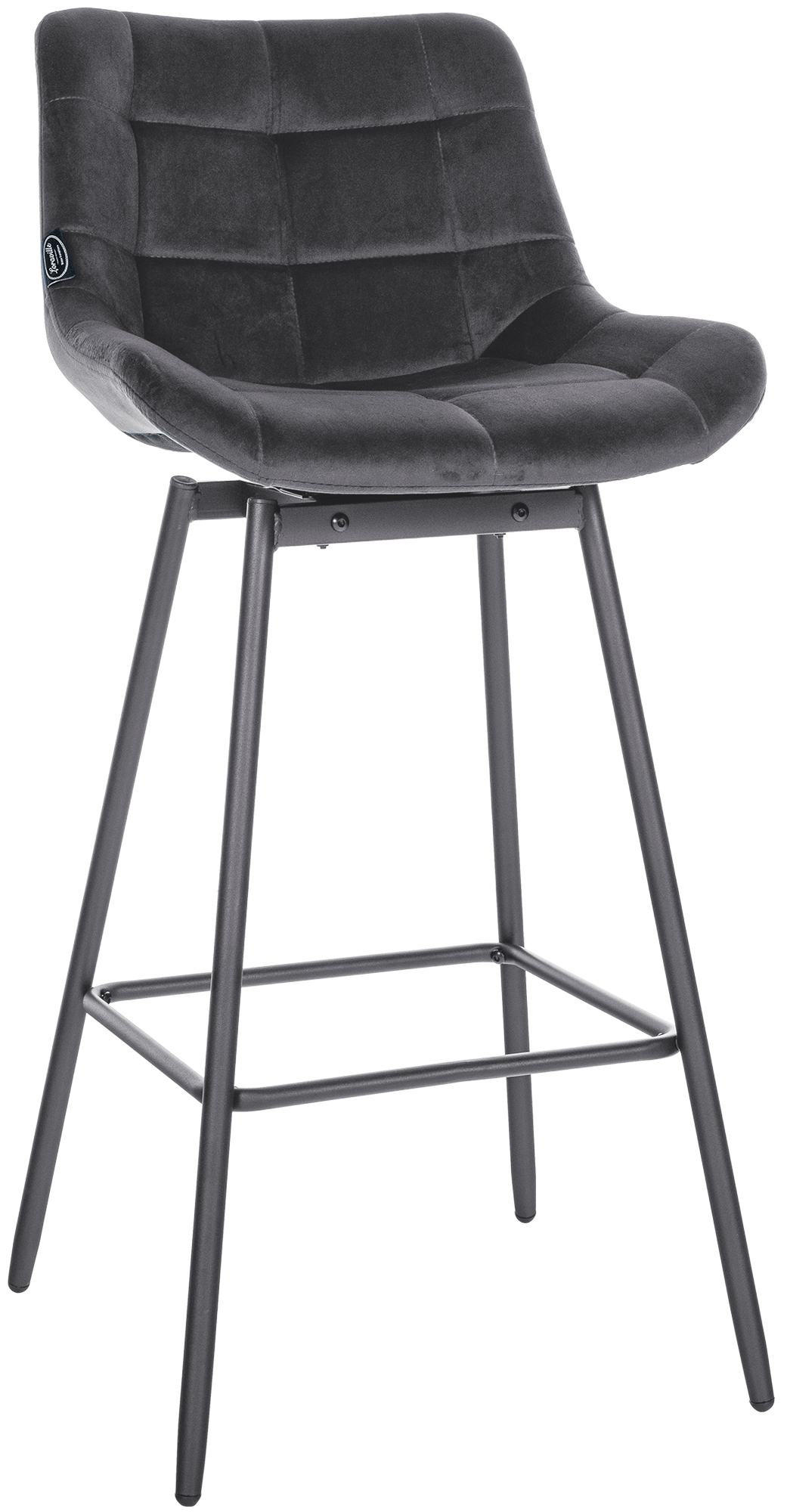 BARHOCKER Samt dunkelgrau - Dunkelgrau/Schwarz, Textil/Metall (49/105/56cm) - CLP