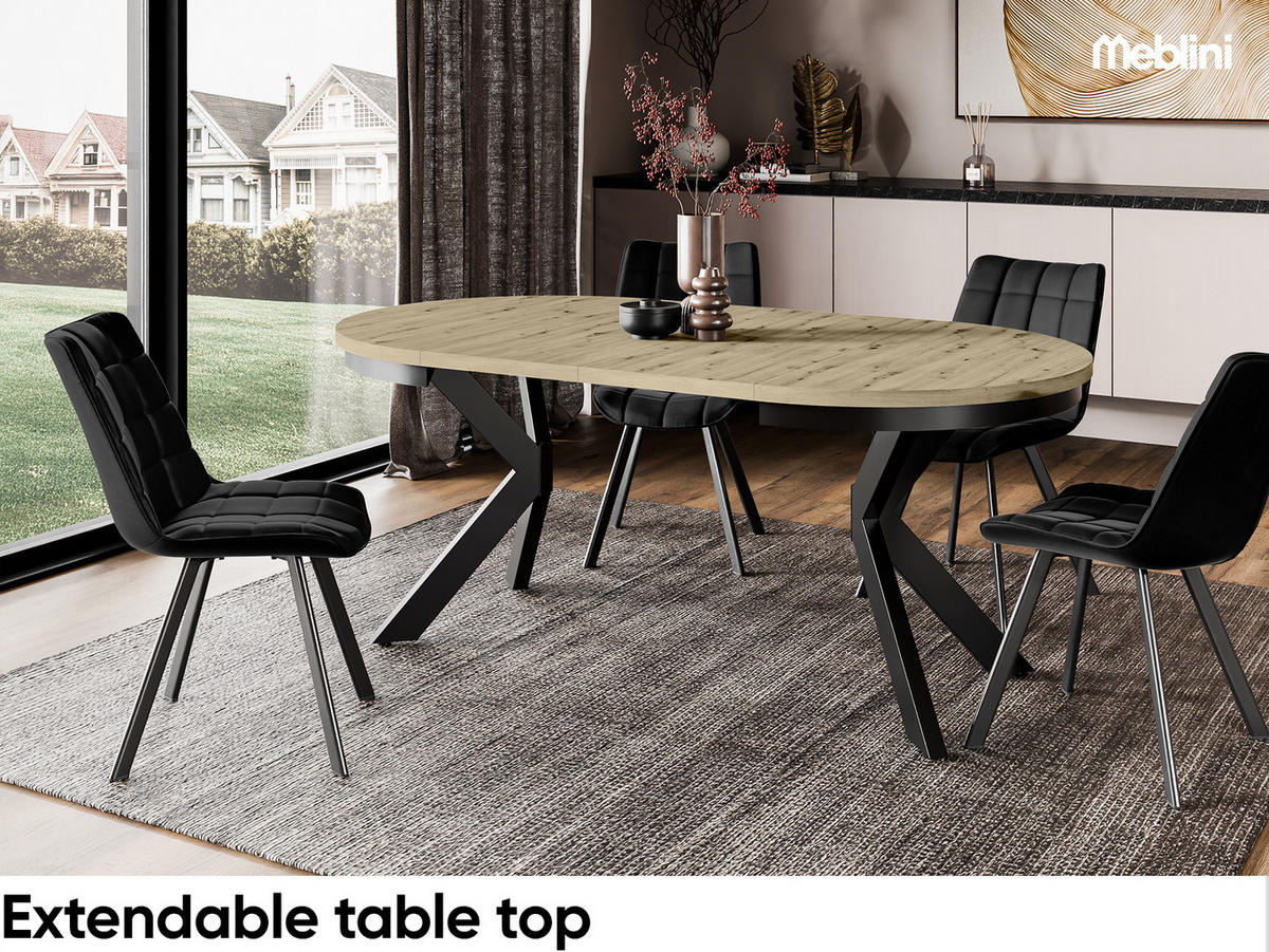 ESSTISCH BAGIO - Schwarz/Eiche Artisan, Holzwerkstoff (100/100/77cm) - Meblini