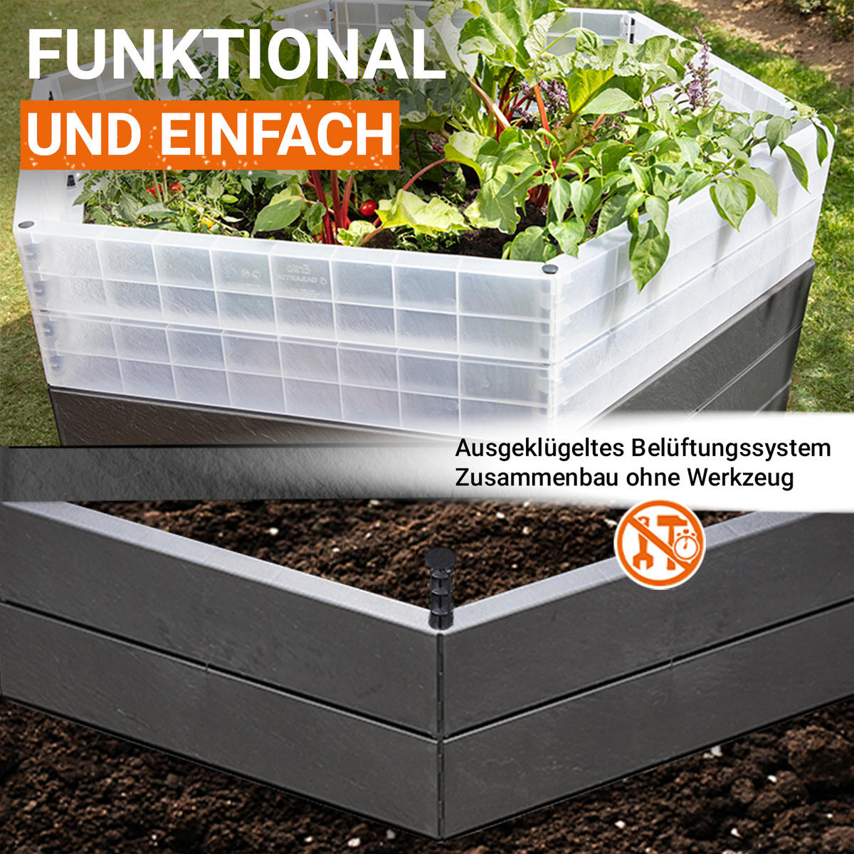 HOCHBEET Turbo XL 75, , inkl. Wassersparsystem - Anthrazit, Kunststoff (145/75/145cm) - GARANTIA